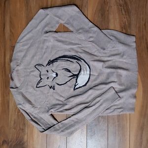 Ann Taylor Loft fox print thin knit sweater